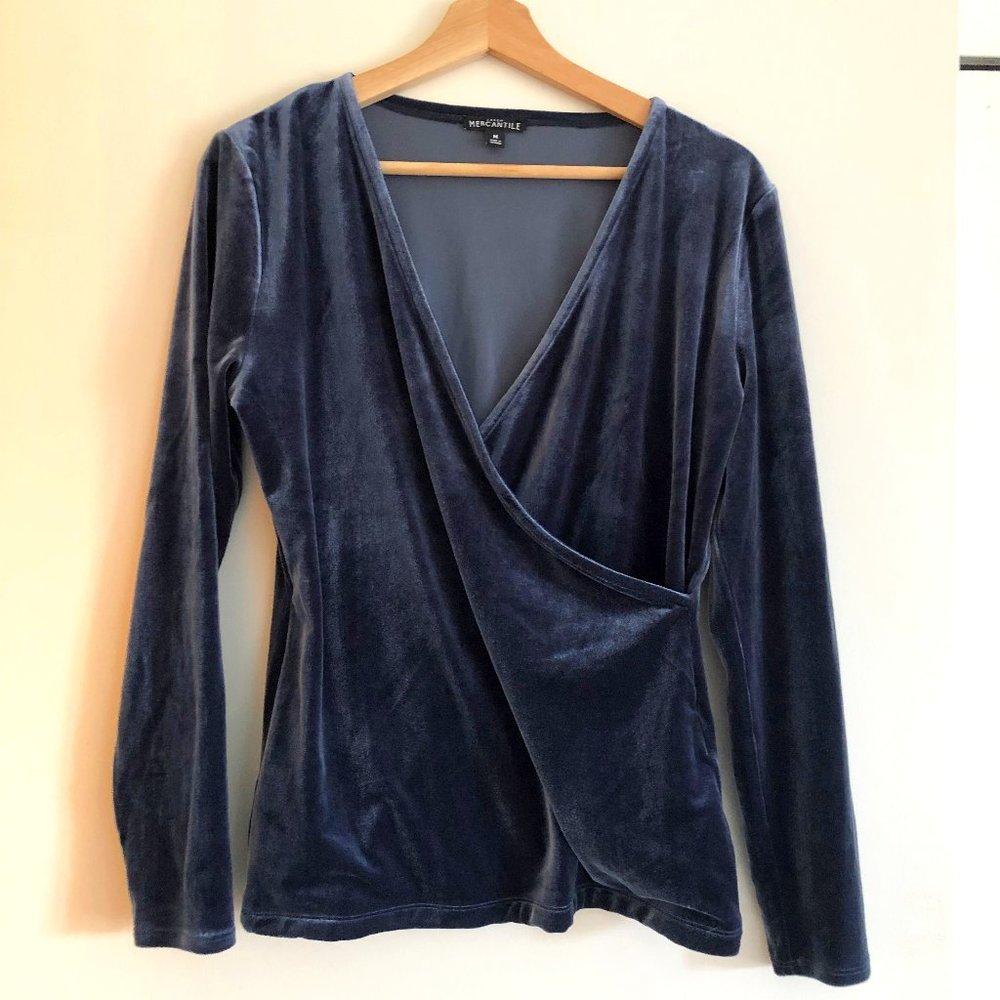 J. Crew stretch velvet wrap top size M (runs large)